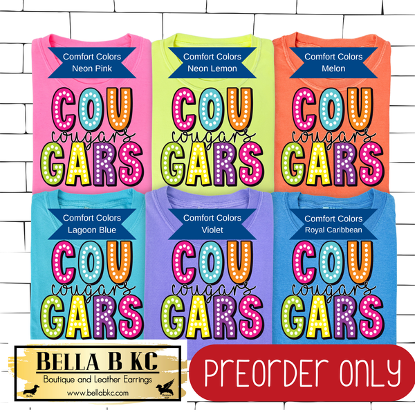 **PREORDER ONLY** Cougars Neon Mascot Tee - 1 Week Turn Around from Date of Order