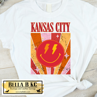 KC Football Retro Smile Bolt Tee or Sweatshirt