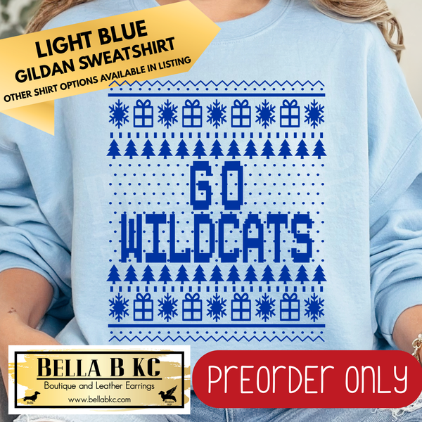 **PREORDER ONLY** Harrisonville Wildcats - Go Cats Ugly Christmas - Multiple Shirt Options - 1 Week Turn Around from Date of Orde