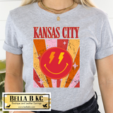 KC Football Retro Smile Bolt Tee or Sweatshirt