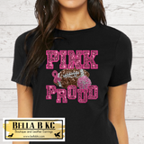 Pink and Proud Faux Bling Sequin Faux Embroidery Football Tee or Sweatshirt