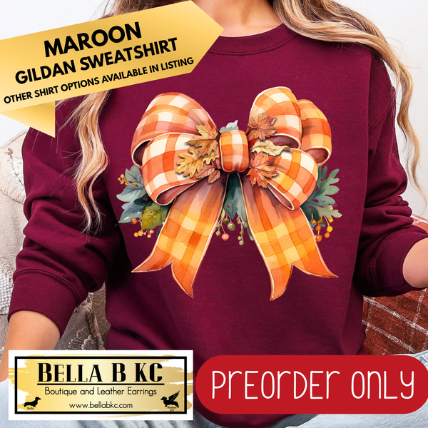**PREORDER ONLY** Fall - Plaid Bow #24 - Tee or Sweatshirt - 1 Week Turn Around from Date of Order