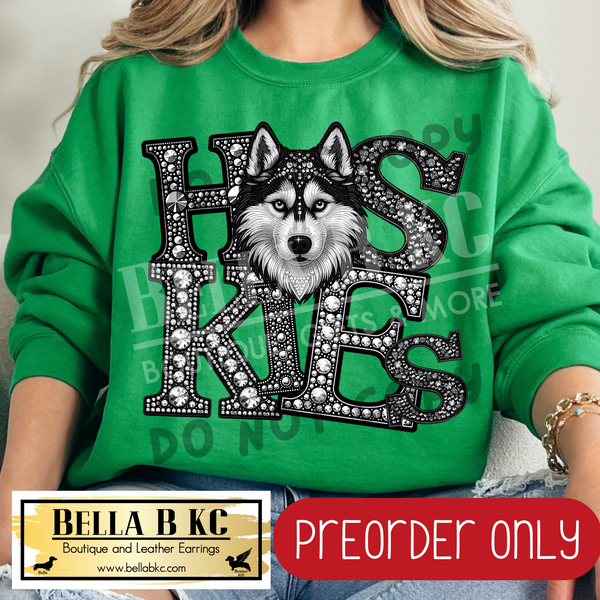 **PREORDER ONLY** Huskies FAUX Rhinestone - Tee or Sweatshirt - 1 Week Turn Around from Date of Order