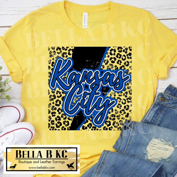 KC Baseball Leopard Square with Bolt Tee or Sweatshirt