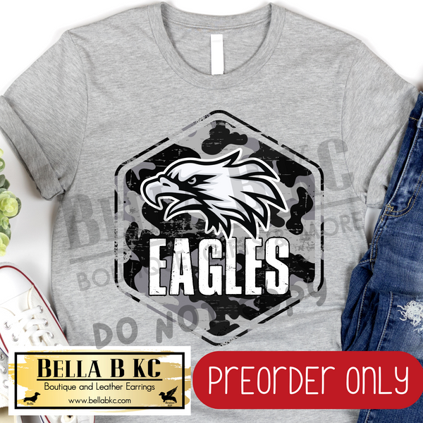 **PREORDER ONLY** Eagles Camo Mascot Tee or Sweatshirt - 1 Week Turn Around from Date of Order