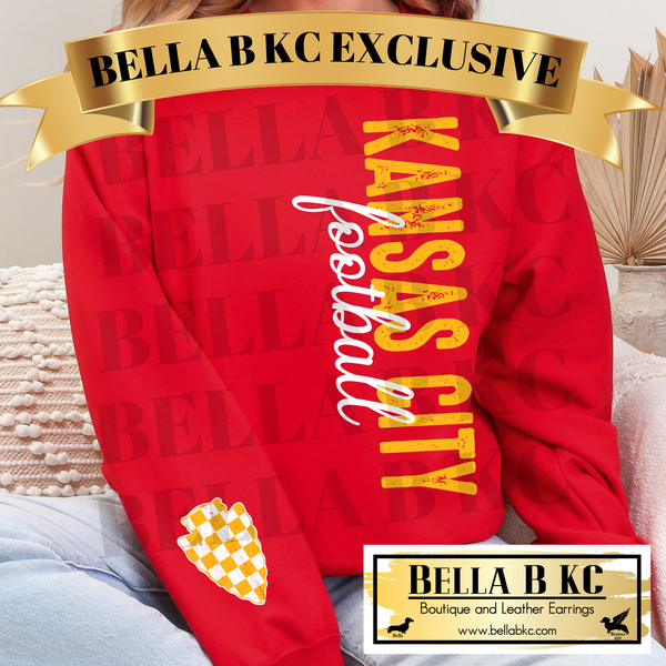 **BBKC EXCLUSIVE** Kingdom - Kansas City Vertical Letters with Arrowhead on 1 Sleeve Tee or Sweatshirt