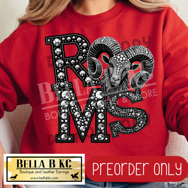 **PREORDER ONLY** Rams FAUX Rhinestone - Tee or Sweatshirt - 1 Week Turn Around from Date of Order