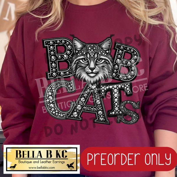 **PREORDER ONLY** Bobcats FAUX Rhinestone - Tee or Sweatshirt - 1 Week Turn Around from Date of Order