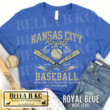 Kansas City Baseball Crossed Bats Go Down Swinging Tee or Sweatshirt