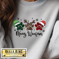 Christmas - Merry Woofmas Paws *GLITTER INFUSED PRINT* Tee or Sweatshirt