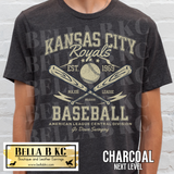 Kansas City Baseball Crossed Bats Go Down Swinging Tee or Sweatshirt