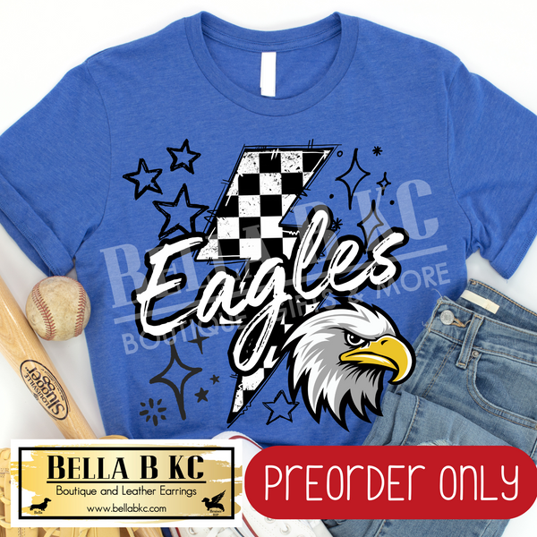 **PREORDER ONLY** Eagles Checkered Bolt - Tee or Sweatshirt - 1 Week Turn Around from Date of Order