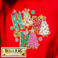 Christmas - HO HO HO Trees *GLITTER INFUSED PRINT* Tee or Sweatshirt