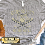 Kansas City Baseball Crossed Bats Go Down Swinging Tee or Sweatshirt