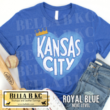 Kansas City Baseball Heart Grunge Tee or Sweatshirt