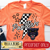 **PREORDER ONLY** Panthers Checkered Bolt - Tee or Sweatshirt - 1 Week Turn Around from Date of Order
