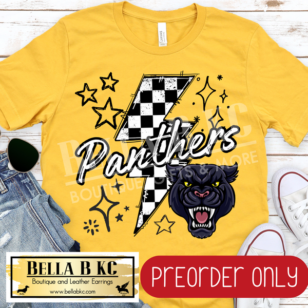 **PREORDER ONLY** Panthers Checkered Bolt - Tee or Sweatshirt - 1 Week Turn Around from Date of Order