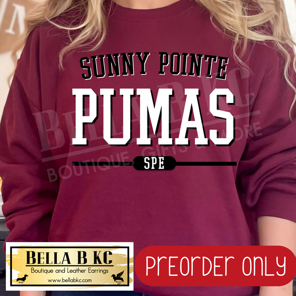 **PREORDER ONLY** SPE Sunny Pointe Pumas Simple Athletic Font - Tee or Sweatshirt - 1 Week Turn Around from Date of Order