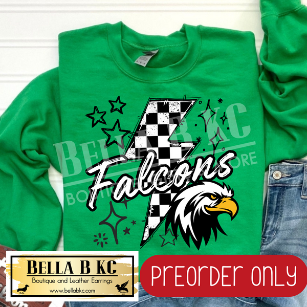 **PREORDER ONLY** Falcons Checkered Bolt - Tee or Sweatshirt - 1 Week Turn Around from Date of Order