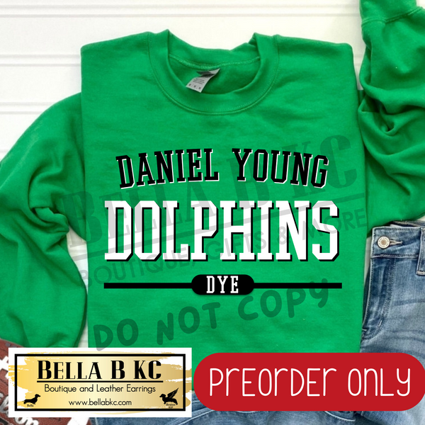 **PREORDER ONLY** DYE Daniel Young Dolphins Simple Athletic Font - Tee or Sweatshirt - 1 Week Turn Around from Date of Order