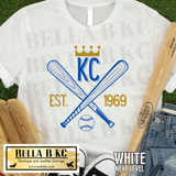 Kansas City Baseball Est 1969 Crossed Bats Tee or Sweatshirt