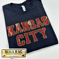 Kansas City Football Block Font - Metallic Holographic Spangle Tee or Sweatshirt