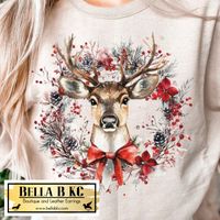 Christmas - Wreath Deer Tee or Sweatshirt