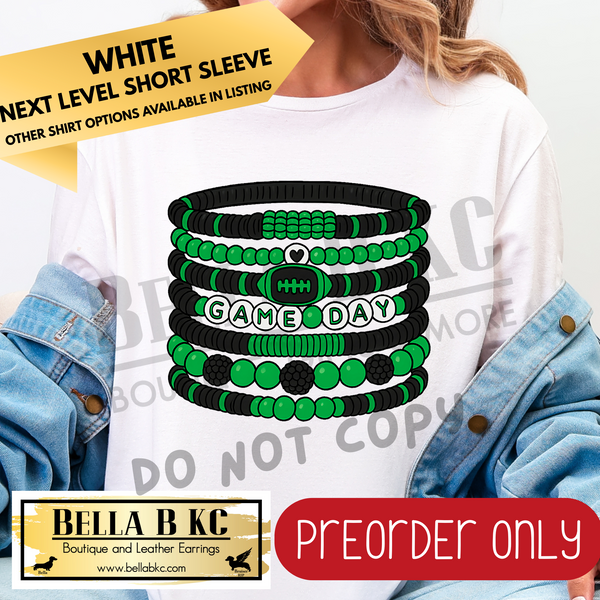 **PREORDER ONLY** Green Football Game Day Friendship Bracelet - Tee or Sweatshirt - 1 Week Turn Around from Date of Order