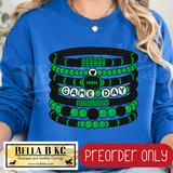 **PREORDER ONLY** Green Football Game Day Friendship Bracelet - Tee or Sweatshirt - 1 Week Turn Around from Date of Order