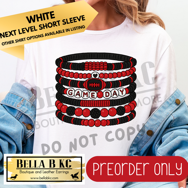 **PREORDER ONLY** Red Football Game Day Friendship Bracelet - Tee or Sweatshirt - 1 Week Turn Around from Date of Order