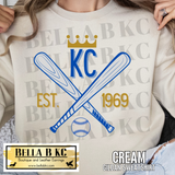 Kansas City Baseball Est 1969 Crossed Bats Tee or Sweatshirt