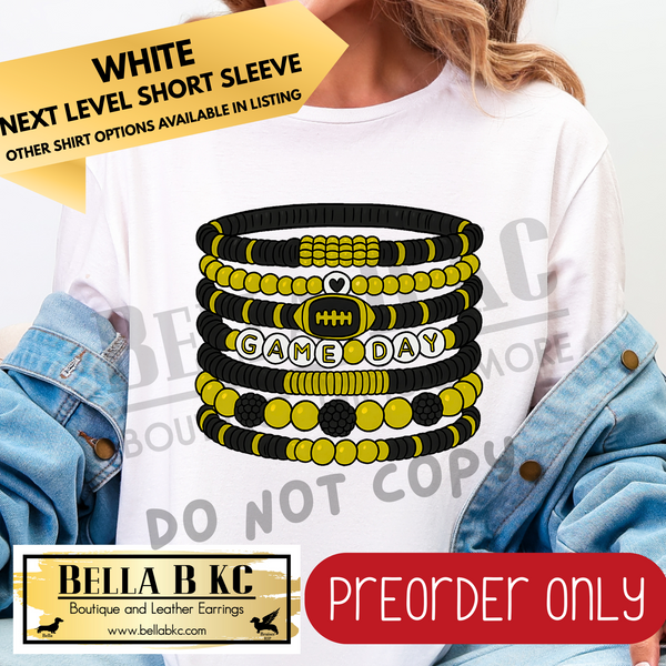 **PREORDER ONLY** Gold Football Game Day Friendship Bracelet - Tee or Sweatshirt - 1 Week Turn Around from Date of Order