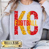 KC Football Split Letter Leopard Tee or Sweatshirt