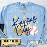 Kansas City Baseball Gold Crown Tee or Sweatshirt