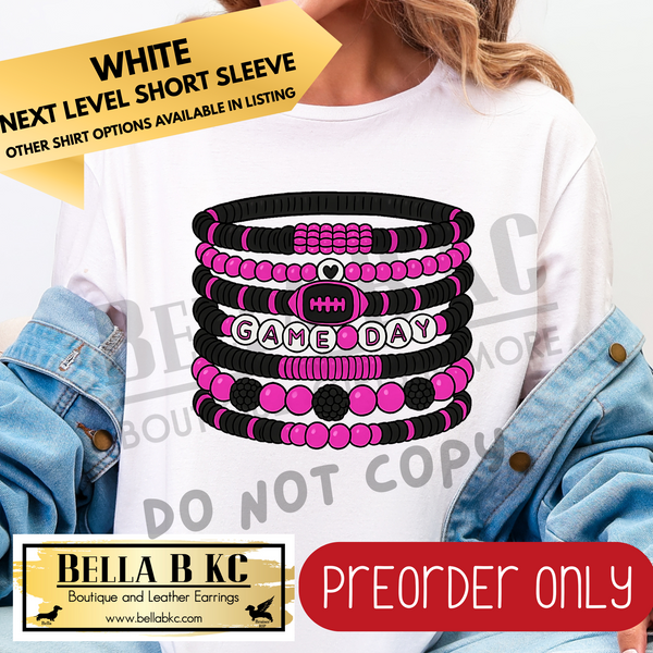 **PREORDER ONLY** Pink Football Game Day Friendship Bracelet - Tee or Sweatshirt - 1 Week Turn Around from Date of Order