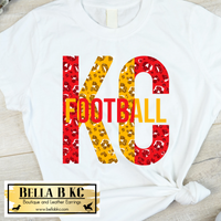 KC Football Split Letter Leopard Tee or Sweatshirt