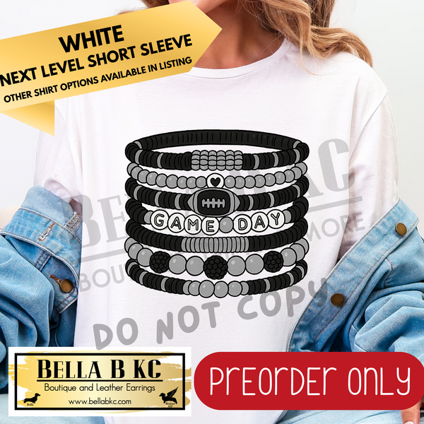 **PREORDER ONLY** Grey Football Game Day Friendship Bracelet - Tee or Sweatshirt - 1 Week Turn Around from Date of Order
