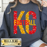 KC Football Split Letter Leopard Tee or Sweatshirt