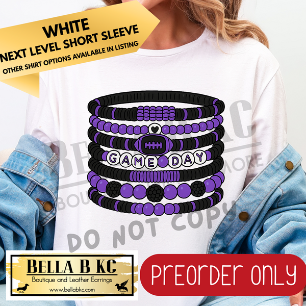 **PREORDER ONLY** Purple Football Game Day Friendship Bracelet - Tee or Sweatshirt - 1 Week Turn Around from Date of Order