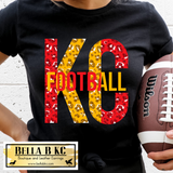 KC Football Split Letter Leopard Tee or Sweatshirt