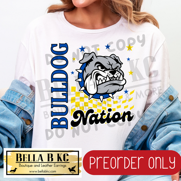 **PREORDER ONLY** Bulldog Nation BLUE Mascot Tee or Sweatshirt - 1 Week Turn Around from Date of Order