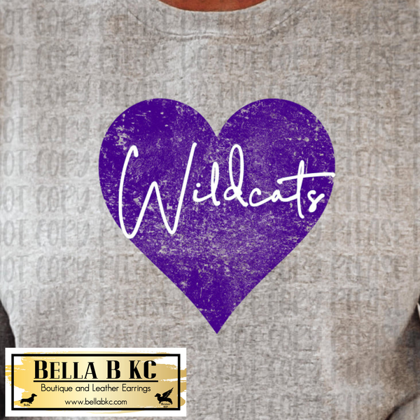 Wildcats Heart - Purple Print - Tee or Sweatshirt
