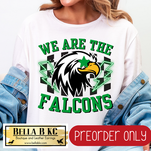 **PREORDER ONLY** We are the Falcons Checkered Mascot Tee or Sweatshirt - 1 Week Turn Around from Date of Order