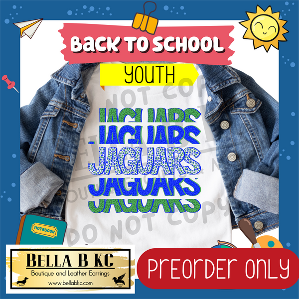 **PREORDER ONLY** TODDLER/YOUTH Jaguars Leopard Repeat Mascot Tee or Sweatshirt - 1 Week Turn Around from Date of Order