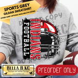 **PREORDER ONLY** Indians Football Split Helmet - Tee or Sweatshirt - 1 Week Turn Around from Date of Order