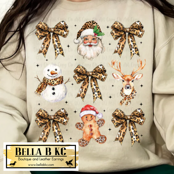 Christmas - Santa, Gingerbread, Snowman, Deer Coquette Bow Tee or Sweatshirt