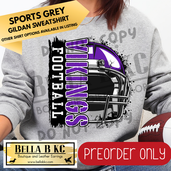 **PREORDER ONLY** Vikings Football Split Helmet - Tee or Sweatshirt - 1 Week Turn Around from Date of Order
