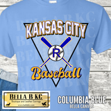 Kansas City Baseball Crossed Bats Triangle Tee or Sweatshirt