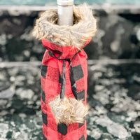 Wine Bottle Cover "Buffalo Plaid Red"