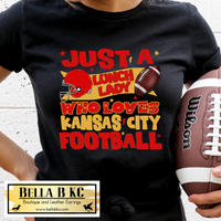 KC Football LUNCH LADY who Loves Football Tee or Sweatshirt